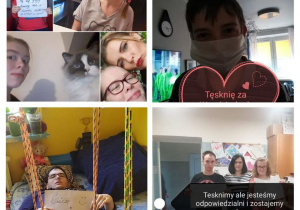 zdjęcie przedstawia uczniów SOSW NR3 promujących akcję #zostań w domu
